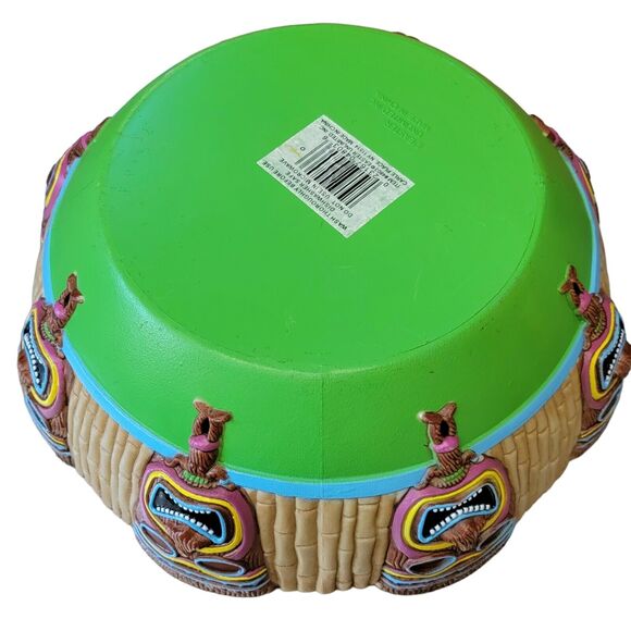 Tiki Serving Platter & Chip Bowl Set‎ Easter Unlimited 2 Pc Green Melamine Party - Picture 5 of 12